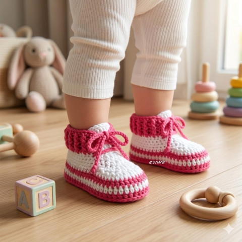 Tenisky děti růžová holčičí letní bavlna bílá miminko léto háčkované fuchsiová tenisky botičky handmade capáčky 