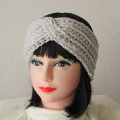 Čelenka háčkovaná ženy šedá dámská čelenka akryl teplá unisex hřejivá šedivá 