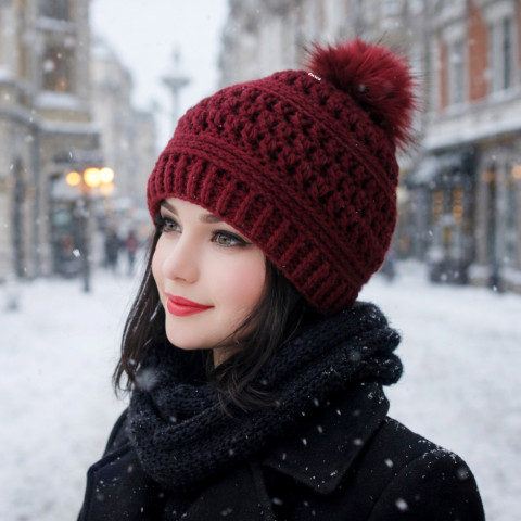 Čepice zima čepice háčkovaná dámská zimní akryl teplá unisex pánská bambule handmade cihlová pro muže pokrývka hlavy pro ženy 