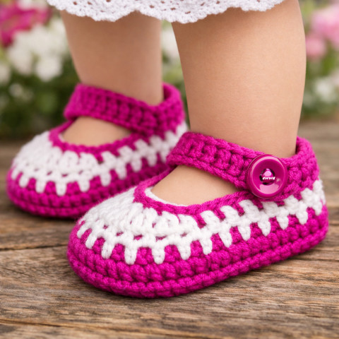 Letní botičky děti růžová holčička holčičí letní bílá háčkování miminko léto háčkované akryl fuchsiová botičky handmade capáčky mimi antipilling 