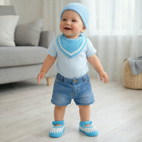 Letní botičky děti holčička holčičí letní bílá klučičí háčkování miminko léto tyrkysová háčkované akryl kluk botičky unisex handmade capáčky mimi antipilling 
