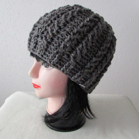 Čepice (i pro pány) čepice háčkovaná šedá dámská zimní akryl teplá unisex pánská handmade viskoza tmavěšedá 