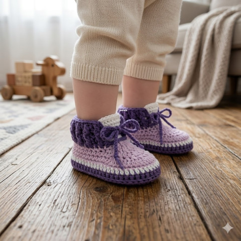 Tenisky děti fialová letní bavlna bílá miminko léto háčkované fialková tenisky botičky handmade capáčky kecky polyester 