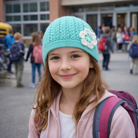 Čepička děti háčkovaná jarní čepička holčička holčičí vzdušná jaro miminko tyrkysová holka mentolová handmade 