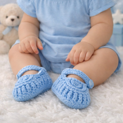 Botičky děti modrá podzim jaro miminko háčkované hřejivé kluk světlemodrá botičky teplé knoflíček celoroční handmade capáčky klučičíí 
