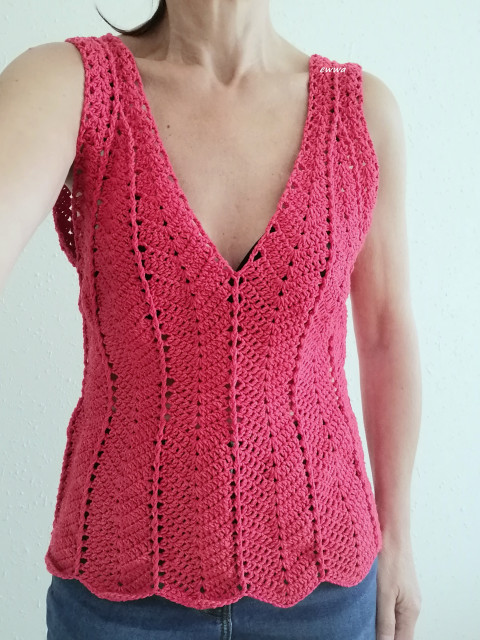 Háčkovaný dámský top červená letní bavlna ženy top léto háčkované akryl tílko dámské crochet 
