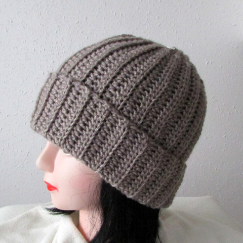 Čepice unisex zima velká čepice háčkovaná pružná zimní akryl krémová unisex hřejivá crochet debilka melange šedokrémová 