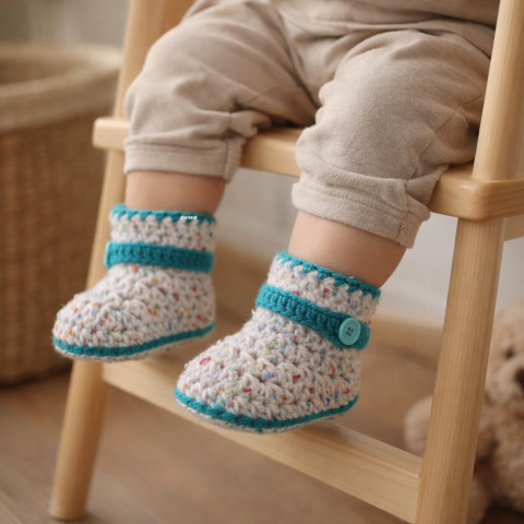 Háčkované botičky děti zima barevné holčičí klučičí zimní háčkované botičky unisex 