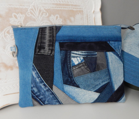 Modrá taštička. kabelka riflová laptop 