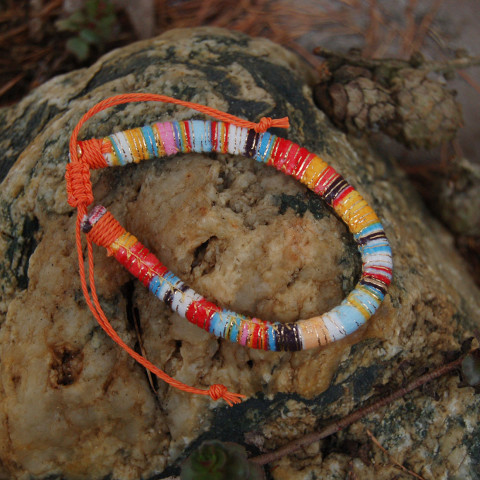 Náramek z bavlnky a kůže 