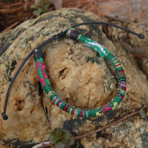 Bavlněný, kožený náramek 