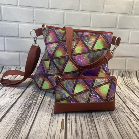 Kabelka mandaly vínové kabelka originální dárek doplněk taška elegantní hnědá tyrkysová prostorná koženková crossbody 