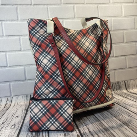 Kabelka kostkovaná originální elegantní kostkovaná tartan kabelka.koženka 