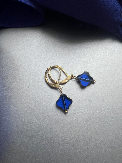 ČTYŘLÍSTKOVÉ NÁUŠNICE - S.STEEL sklo nerez ocel čtyřlístek pozlacená 