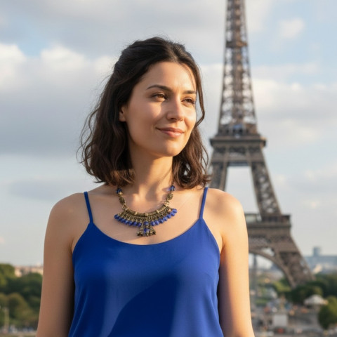 Orient kobaltový náhrdelník výrazný orient kobaltová 