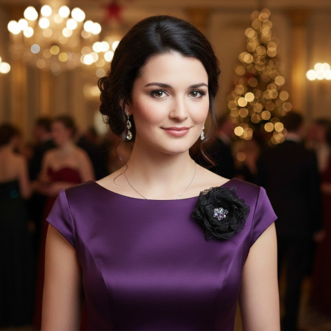 Brož Střapatka černá brož květina organza chryzantéma smutek střapatka 