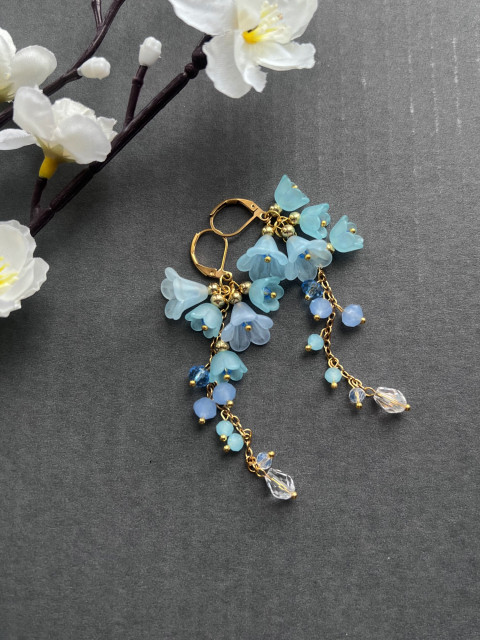 Blankytné hrozny - náušnice korálky zlatá květy květiny řetízek nerez ocel steel 