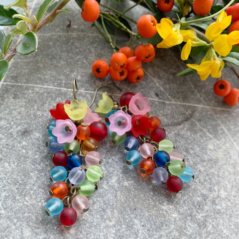 Náušnice barevné hrozny 01 korálky barvy hrozny colors 