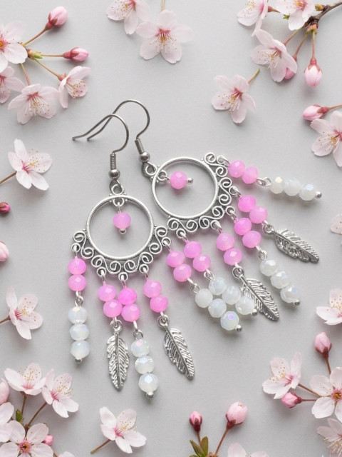 Růžový orient - náušnice náušnice růžová svěží romantické orient 