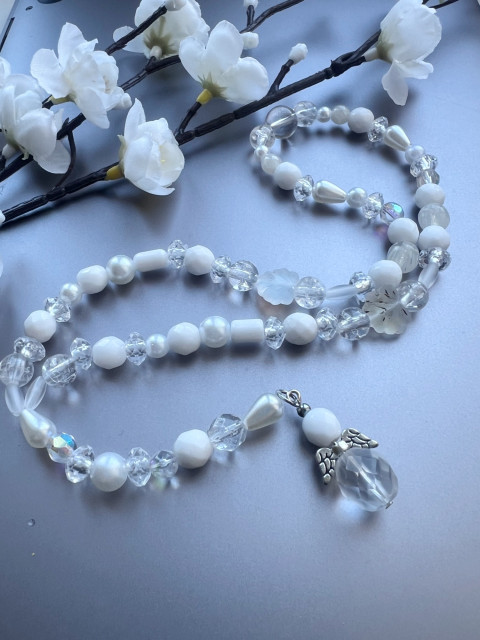 Autorůženec s andělem 01 korálky anděl růženec ochránce do auta 