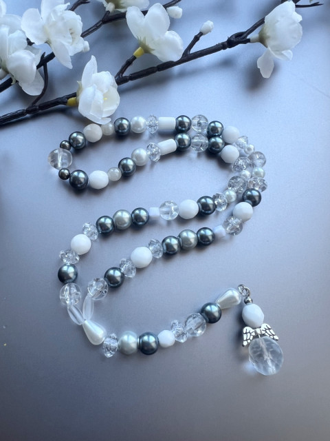 Autorůženec s andělem 02 korálky anděl růženec ochránce do auta 