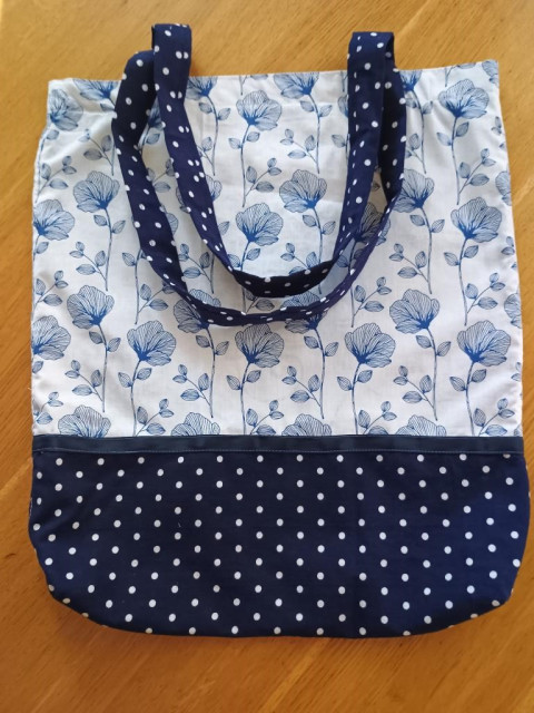 Taška modrá s puntíky taška modrá bavlna nákup puntíky 