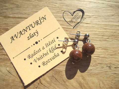 NÁUŠNICE PUZETY -  AVANTURÍN ZLATÝ náušnice minerál minerální pro alergiky puzetkové  NÁUŠNICE PUZETY -  AVANTURÍN ZLATÝ náušnice minerál minerální pro alergiky puzetkové