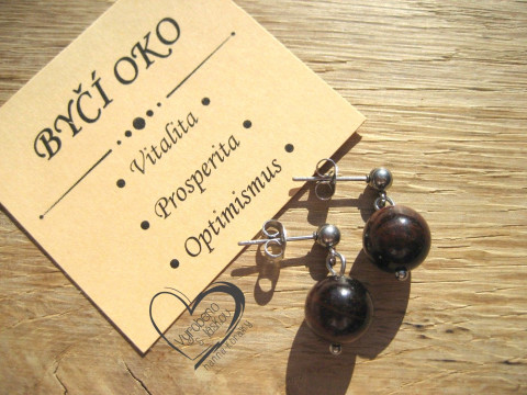 NÁUŠNICE PUZETY - BYČÍ OKO náušnice minerál minerální pro alergiky puzetkové  NÁUŠNICE PUZETY - BYČÍ OKO náušnice minerál minerální pro alergiky puzetkové