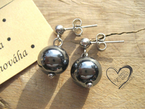 NÁUŠNICE PUZETY NEREZ OCEL HEMATIT náušnice minerál minerální pro alergiky puzetkové  NÁUŠNICE PUZETY NEREZ OCEL HEMATIT náušnice minerál minerální pro alergiky puzetkové