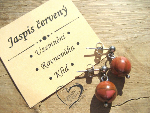 NÁUŠNICE PUZETY - JASPIS ČERVENÝ náušnice minerál minerální pro alergiky puzetkové  NÁUŠNICE PUZETY - JASPIS ČERVENÝ náušnice minerál minerální pro alergiky puzetkové