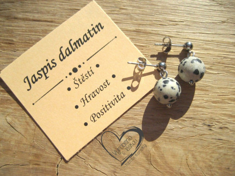 NÁUŠNICE PUZETY - JASPIS DALMATIN náušnice minerál minerální pro alergiky puzetkové  NÁUŠNICE PUZETY - JASPIS DALMATIN náušnice minerál minerální pro alergiky puzetkové