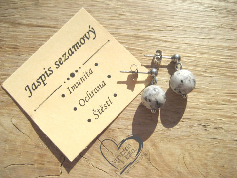 NÁUŠNICE PUZETY - JASPIS SEZAMOVÝ náušnice minerál minerální pro alergiky puzetkové  NÁUŠNICE PUZETY - JASPIS SEZAMOVÝ náušnice minerál minerální pro alergiky puzetkové