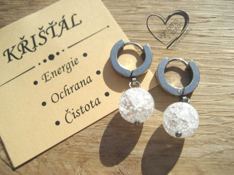 NÁUŠNICE KRUHY NEREZ OCEL - KŘIŠŤÁL náušnice minerál kruhy minerální pro alergiky  NÁUŠNICE KRUHY NEREZ OCEL - KŘIŠŤÁL náušnice minerál kruhy minerální pro alergiky