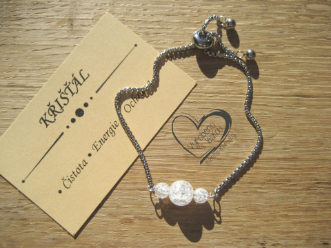 NÁRAMEK Z NEREZ OCELI S KŘIŠŤÁLEM náramek minerál minerální pro alergiky posuvné stahovací zapínání  NÁRAMEK Z NEREZ OCELI S KŘIŠŤÁLEM náramek minerál minerální pro alergiky posuvné stahovací zapínání