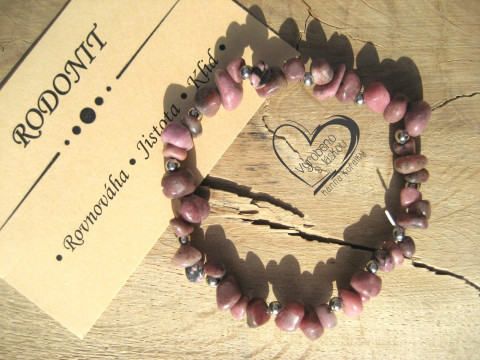 NÁRAMEK S MINERÁLEM RODONIT II. náramek minerál gumička zlomky minerální sekaný  NÁRAMEK S MINERÁLEM RODONIT II. náramek minerál gumička zlomky minerální sekaný