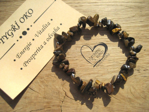 NÁRAMEK S MINERÁLEM - TYGŘÍ OKO náramek minerál gumička zlomky minerální sekaný  NÁRAMEK S MINERÁLEM - TYGŘÍ OKO náramek minerál gumička zlomky minerální sekaný
