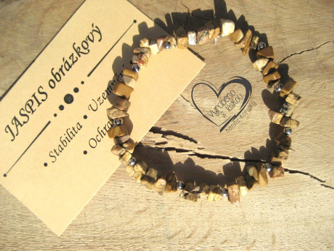 NÁRAMEK MINERÁL - JASPIS OBRÁZKOVÝ náramek minerál gumička zlomky minerální sekaný  NÁRAMEK MINERÁL - JASPIS OBRÁZKOVÝ náramek minerál gumička zlomky minerální sekaný