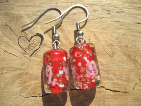 NÁUŠNICE - ČERVENÉ VINUTKY náušnice vinutky perly vinuté perle  NÁUŠNICE - ČERVENÉ VINUTKY náušnice vinutky perly vinuté perle