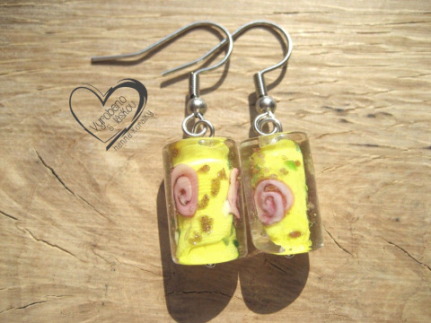 NÁUŠNICE - ŽLUTÉ VINUTKY náušnice vinutky perly vinuté perle  NÁUŠNICE - ŽLUTÉ VINUTKY náušnice vinutky perly vinuté perle