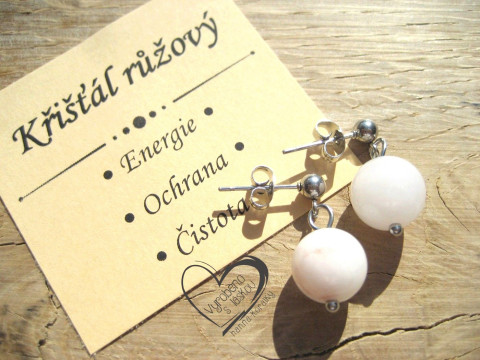 NÁUŠNICE NEREZ OCEL  RŮŽOVÝ KŘIŠŤÁL náušnice minerál minerální pro alergiky puzetkové  NÁUŠNICE NEREZ OCEL  RŮŽOVÝ KŘIŠŤÁL náušnice minerál minerální pro alergiky puzetkové