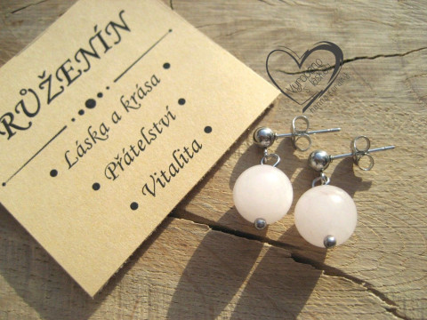 NÁUŠNICE PUZETY NEREZ OCEL  RŮŽENÍN náušnice minerál minerální pro alergiky puzetkové  NÁUŠNICE PUZETY NEREZ OCEL  RŮŽENÍN náušnice minerál minerální pro alergiky puzetkové