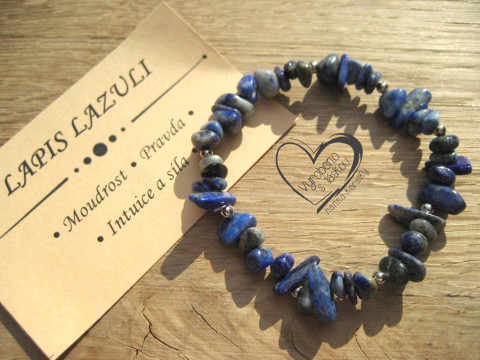 PRUŽNÝ NÁRAMEK - LAPIS LAZULI náramek minerál gumička zlomky minerální sekaný  PRUŽNÝ NÁRAMEK - LAPIS LAZULI náramek minerál gumička zlomky minerální sekaný