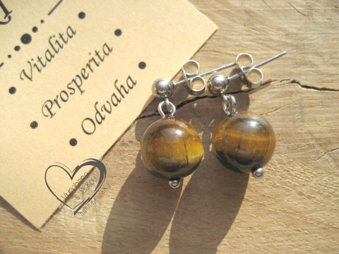 NÁUŠNICE PUZETY - TYGŘÍ OKO náušnice minerál minerální pro alergiky puzetkové  NÁUŠNICE PUZETY - TYGŘÍ OKO náušnice minerál minerální pro alergiky puzetkové