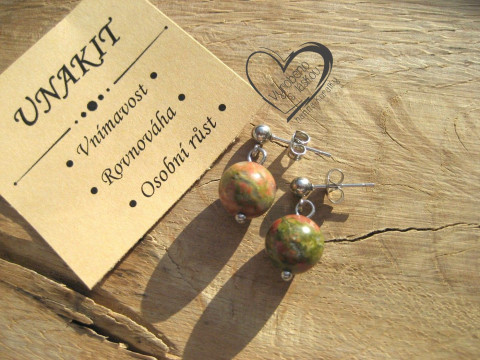 NÁUŠNICE PUZETY  NEREZ OCEL  UNAKIT náušnice minerál minerální pro alergiky puzetkové  NÁUŠNICE PUZETY  NEREZ OCEL  UNAKIT náušnice minerál minerální pro alergiky puzetkové