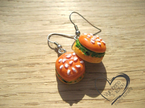 NÁUŠNICE - HAMBURGER veselé hravé sranda náušnice pas  NÁUŠNICE - HAMBURGER veselé hravé sranda náušnice pas