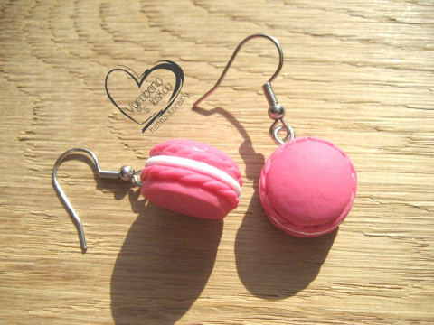 Náušnice - růžové makronky veselé hravé sranda náušnice  Náušnice - růžové makronky veselé hravé sranda náušnice