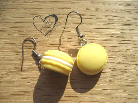 Náušnice - žluté makronky veselé hravé sranda náušnice 