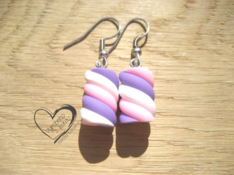 NÁUŠNICE - MARSHMALLOW - fialové veselé hravé sranda náušnice  NÁUŠNICE - MARSHMALLOW - fialové veselé hravé sranda náušnice