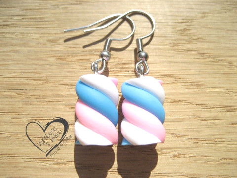 NÁUŠNICE - MARSHMALLOW - modré veselé hravé sranda náušnice  NÁUŠNICE - MARSHMALLOW - modré veselé hravé sranda náušnice