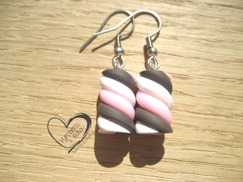 NÁUŠNICE - MARSHMALLOW - hnědé veselé hravé sranda náušnice  NÁUŠNICE - MARSHMALLOW - hnědé veselé hravé sranda náušnice